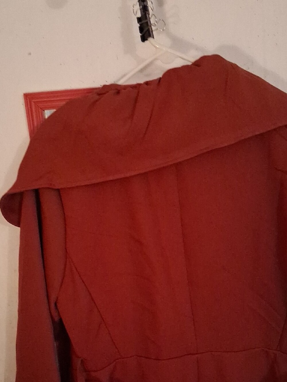FAVLUX Rust-Red Ruffle Front Women's Blazer - Picture 4 of 4